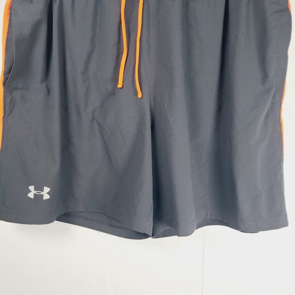 Under Armour Men's Dark Grey Orange Heatgear Fitted Athletic Short Size 2XL - Picture 2 of 7